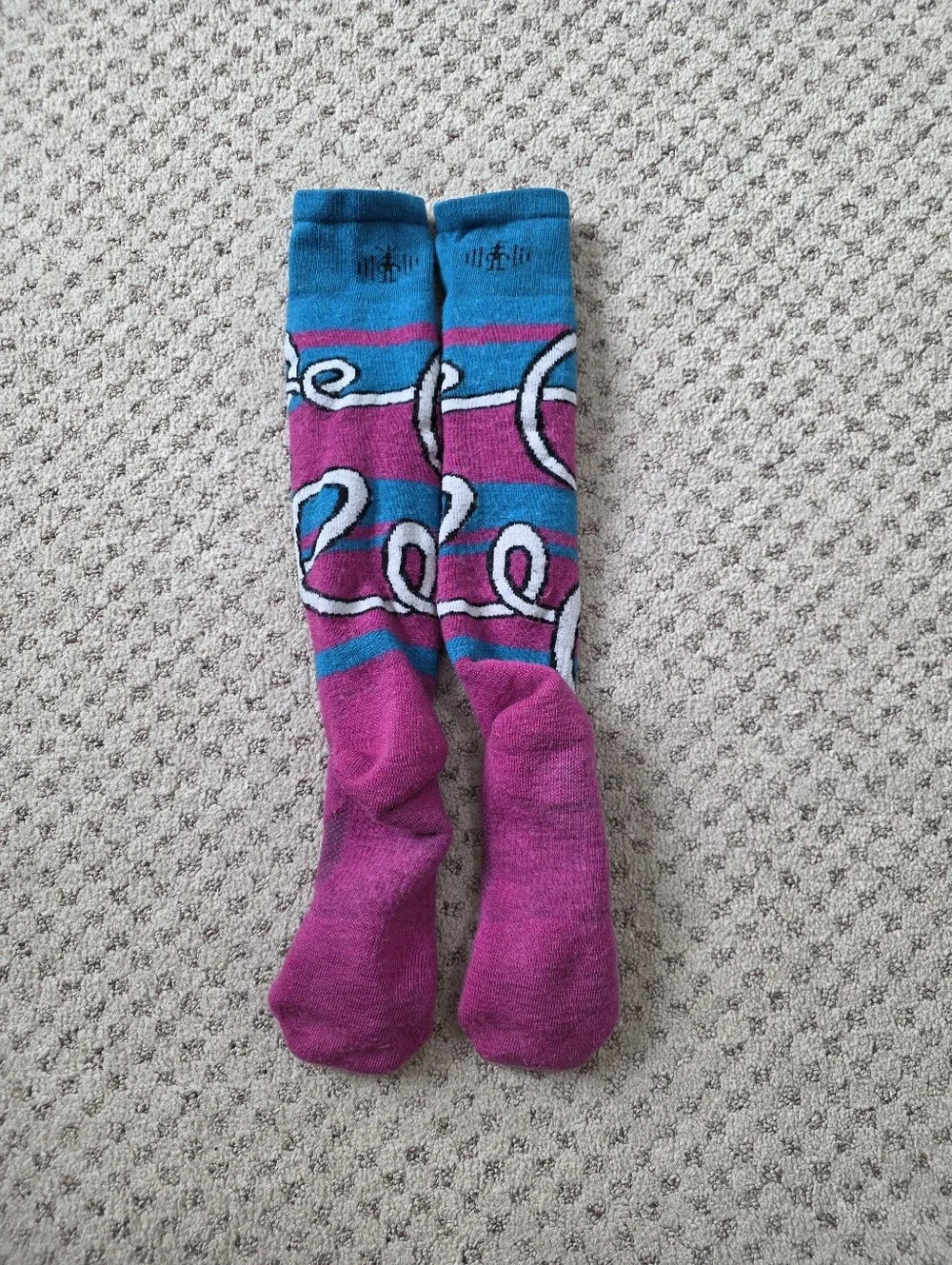 Smartwool Pink and Blue Patterned Over The Calf Socks